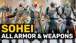 Sohei All Armor And Weapons Showcase  For Honor New Samurai Hero Customization and Gear  Y8S2 [upl. by Diarmit]