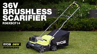 RYOBI 36V Brushless Scarifier R36XSCF14 in action [upl. by Adaurd905]