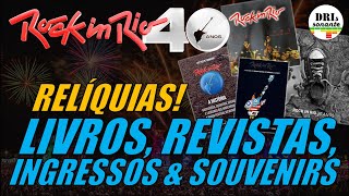 ROCK IN RIO 40 ANOS RELÍQUIAS LIVROS REVISTAS INGRESSOS E SOUVENIRS DO FESTIVAL [upl. by Amaj]