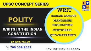 Writs In The Indian Constitution  Polity Concept Series  Explained in Telugu by Srinivas Sir UPSC [upl. by Ahsaeym]