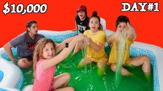 LAST TO LEAVE SLIME POOL WINS 1000000 DOLLAR DAY1  SISTER FOREVER [upl. by Georgine830]