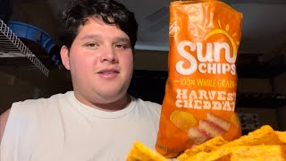 Sun Chips Harvest Cheddar Taste Review [upl. by Chun955]