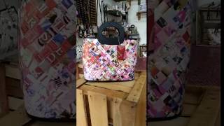 Recycled tote bag made of billboard [upl. by Aidin]