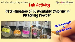 Determination of Percentage  Available Chlorine in Bleaching Powder iodometry titrations viva [upl. by Aserehtairam]