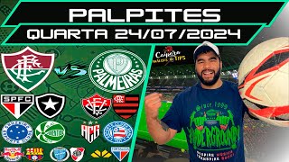 PALPITES DE FUTEBOL PARA HOJE 24 07 2024 QUARTA  BILHETE PRONTO Caipora Analises e Tips [upl. by Akimet989]