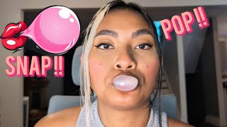 ASMR Chewing Super Bubble Up Close  Snapping Popping Gum  Loop Video [upl. by Haissem]