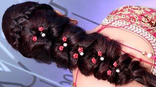 Messy Braid Hairstyle  The Most Beautiful Modern Bridal Hairstyles  Engagement amp Reception look [upl. by Carman]