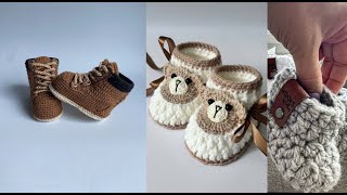 crocheted baby hat and shoes baby socks  crochet shoes Knit and crochet shoes [upl. by Kiyoshi861]