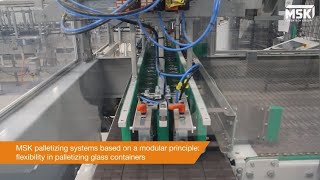 High flexibility in palletizing glass containers [upl. by Yanehc259]