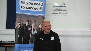 Hopwood Hall alumnus and Barrow AFC Manager Pete Wild returns to the college [upl. by Dwyer]