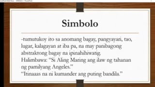 SIMBOLO  SIMBOLISMO  KAHULUGAN AT HALIMBAWA [upl. by Christabella]