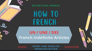 How to speak French  Ch 5  Les article indéfinis  Pronunciation  Hindi ampEng [upl. by Allertse]