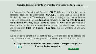 CELEC EP informa sobre trabajos de mantenimiento [upl. by Kcireddor]