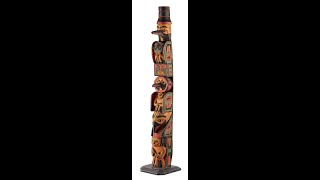 Lot 107 UNIDENTIFIED NUUCHAHNULTH ARTIST Wrangell Island Raven Pole Model Totem c 1910 [upl. by Atinoj]