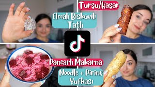 TIKTOK TARİFLERİ  Turşulu Kaşar Pancarlı Makarna Noodlelı Pirinç Yufkası Elmalı Bisküvili Tatlı [upl. by Moberg804]