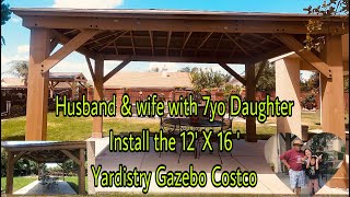 Yardistry 12’ x 16’ wood gazebo with Aluminum roof Costco  using timelapse [upl. by Anauqcaj]