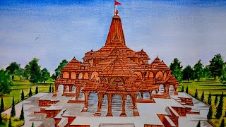 Ayodhya Ram Mandir 🚩 Painting  How to Draw Ram Mandir [upl. by Eelasor]