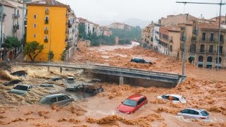 Malaga massive flooding Spain on high alert Storm DANA triggers tornado street submerged [upl. by Ayra]