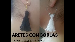 Como hacer Aretes con borlas de hilo [upl. by Baptlsta]