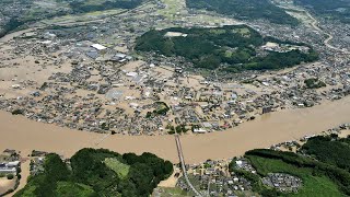 Japan floods Aerial footage shows devastation on Kyushu [upl. by Dlanar]