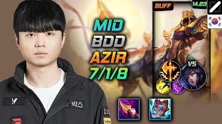 Azir Mid Build Bdd Nashors Tooth Conqueror  LOL KR Master Patch 1423 [upl. by Ronni]