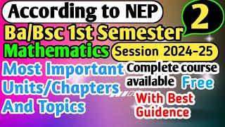 BaBsc 1st Semester Maths Most Important Units Differential calculus and integral calculus bsc ba [upl. by Eirrok]