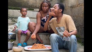 How we finished 1 pot of jollof rice Asmr mukbang with my family [upl. by Petigny]