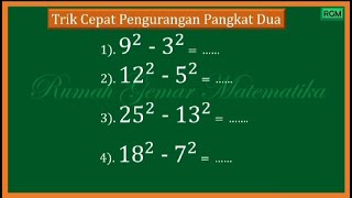 TRIK CEPAT PENGURANGAN PANGKAT 2 pangkatdua akarkuadrat akarpangkatdua [upl. by Roswell523]