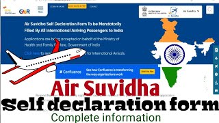 Self declaration form for india  air suvidha self declaration form registration [upl. by Eiramesor]