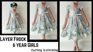 Layer frock for 6 year girls  Baby frock cutting and stitching [upl. by Sabba]