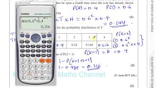 EDEXCEL S1 IAL JUNE 2017 Q6 ad Discrete Random Variables [upl. by Olotrab]