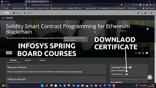 Answers Solidity Smart Contract Programming for Ethereum Blockchain Infosys Spring Board Course [upl. by Nahsar548]