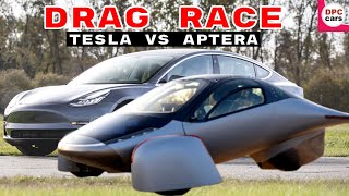 Aptera Solar EV vs Tesla Model 3 In Drag Race [upl. by Cleopatra]