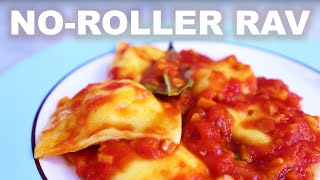 Cheese ravioli without a rolling machine  fresh egg pasta  quick tomato sauce [upl. by Schmeltzer495]