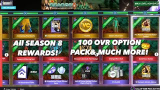 OPENING ALL SEASON 8 REWARDS 100 OVR WHEEL SPIN amp OPTION PACK  NBA 2K24 MYTEAM [upl. by Grania]