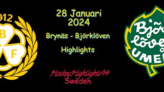 BRYNÄS VS BJÖRKLÖVEN  28 JANUARI 2024  HIGHLIGHTS  HOCKEYALLSVENSKAN [upl. by Travus]