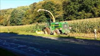 Maishäckseln 2014 mit John Deere 7450 I und Claas Arion Case CS John Deere [upl. by Ahsiuqat34]