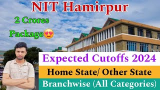 NIT Hamirpur Expected Cutoffs 2024🔥  Branchwise All Categories  2 Crores Package😍 [upl. by Airednaxela]