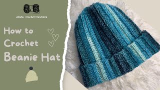 How to Crochet Beanie Hat  Knit Look  One Day Crochet Project  Akshu Crochet Creations [upl. by Tsepmet]