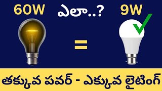 LED Vs Incandescent Bulbs  How LED Bulb Gives More Lighting In TeluguMaheshelectricks [upl. by Alejandrina663]