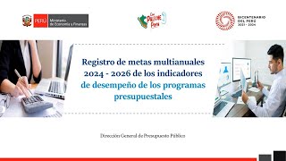 Registro de metas multianuales 20242026 de indicadores de desempeño de los prog presupuestales [upl. by Alvera]