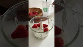 Make strawberry frappuccino with me asmr lifestyle satisfying drink strawberry [upl. by Arun]