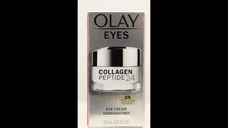 Olay Collagen Peptide 24 MAX Eye Cream  FragranceFree REVIEW [upl. by Brindle]