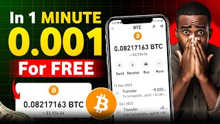 1 minute  0001 BTC 👏 New Free Bitcoin Earning Site  no investment [upl. by Olvan]