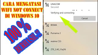 Cara Mengatasi Wifi verifying and connecting windows 10 [upl. by Eidnak999]