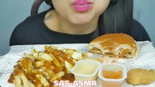 SASASMR  WENDY’S POUTINE  CHICKEN NUGGETS  MESSY BURGER Bites Only [upl. by Marvella245]