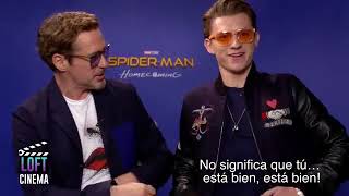 Tom Holland takes revenge and crashes in RDJs interview  SpiderMan Homecoming press [upl. by Arul127]