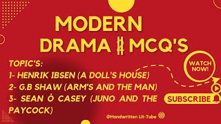 Modern drama in English Literature McQs  Solved Mcqs [upl. by Lowe]