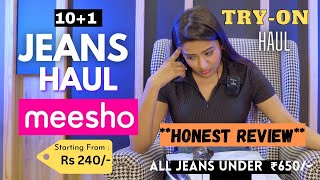 MEESHO JEANS haul 🙆🏻‍♀️👖  11 Bottoms  TRYON  Honest review  gimaashi [upl. by Melmon]