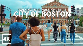 4K BOSTON TRAVEL  Downtown Washington St Quincy Market Faneuil Hall Marketplace Massachusetts [upl. by Vharat712]